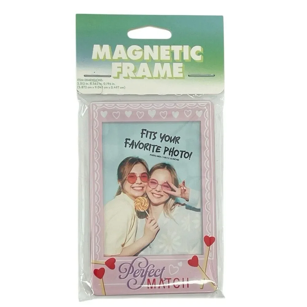 Perfect Match Magnetic Photo Frame Pink Heart Fridge Magnet 1.75x2.5 Photo